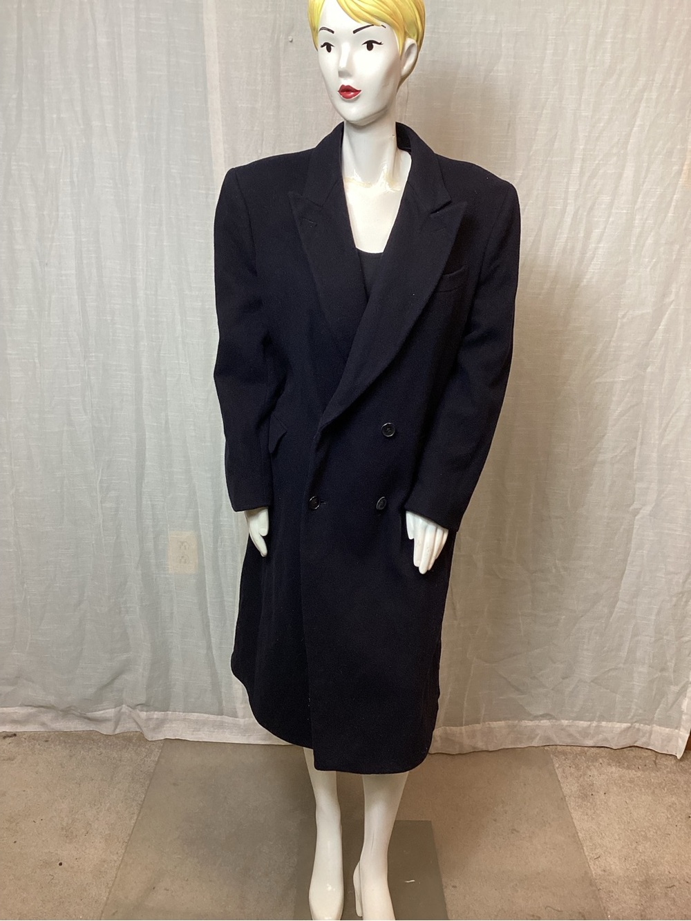 Yves Saint Laurent- Vintage- Double Breasted Wool Overcoat; Size: M
